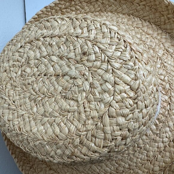 Liz Claiborne Woven Straw Raffia Sun Garden Beach Hat Natural Size 23\